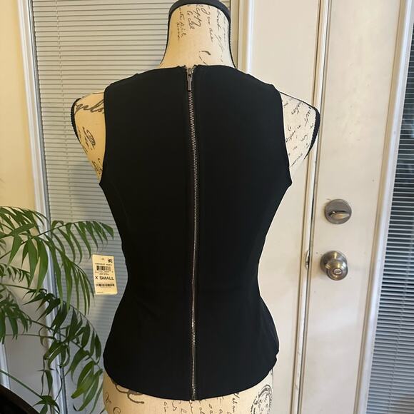 Bar III Sleek Faux Leather Sleeveless Peplum Top, Zipper Back XS, NWT - Picture 4 of 7